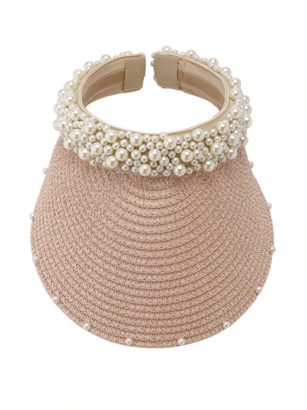 Beaded Decorated Sunscreen Straw Woven Breathable Cap-Curvy-Faja