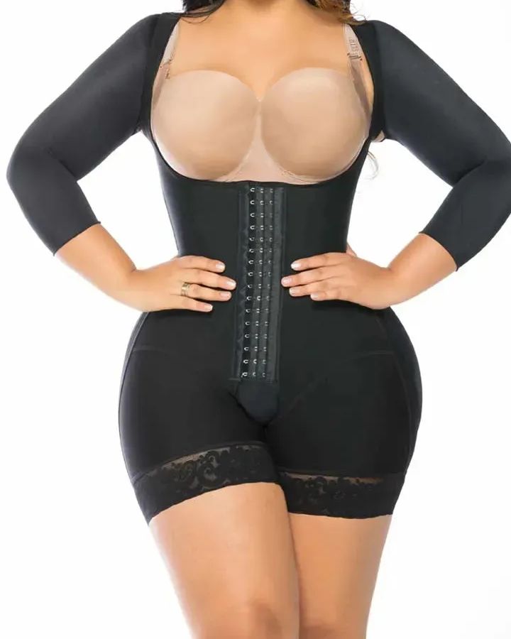 Women Full Body Waist Trainer Zipper Tummy Control Upper Arm Open Bust Slimmer Corset Shaper Girdle-Curvy-Faja