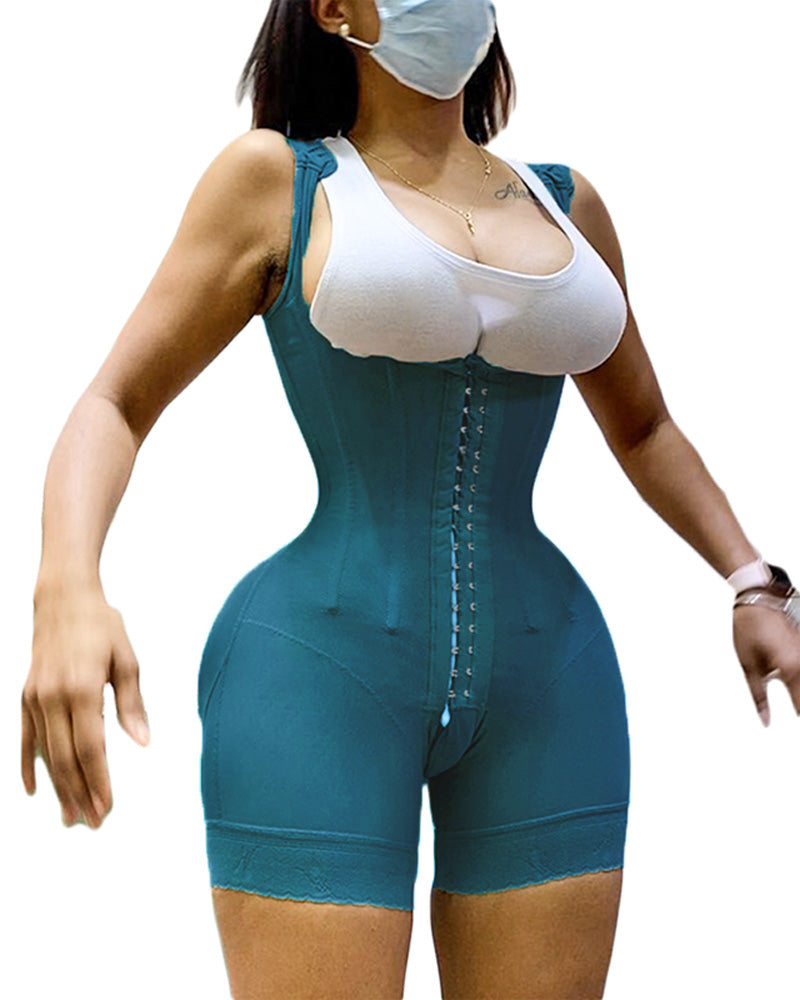 Women's Shapewear HOOK AND EYE CLOSURE Tummy Control  Adjustable Crotch  Open Bust Bodysuit-Curvy-Faja