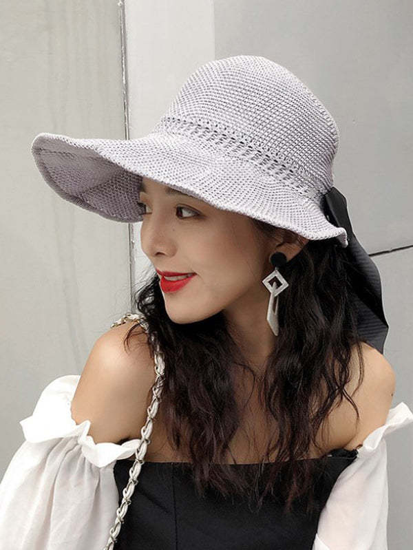 Solid Color Sunscreen Straw Woven Breathable Adjustable Hat