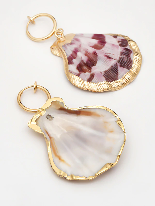 Creative Geometric Scallop Shell Pendant Earrings-Curvy-Faja