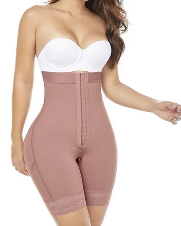 High Waist Tummy Control Adjustable Front Closure Shorts-Curvy-Faja