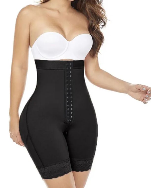 High Waist Tummy Control Adjustable Front Closure Shorts-Curvy-Faja