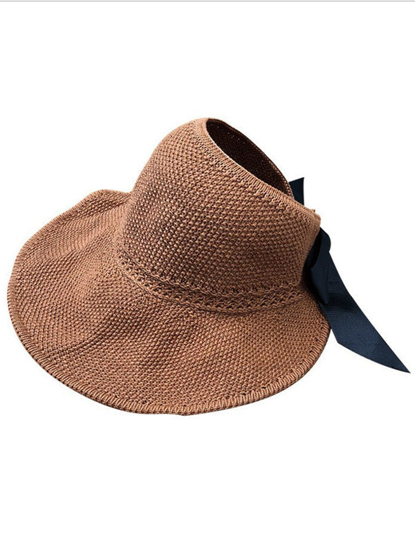 Solid Color Sunscreen Straw Woven Breathable Adjustable Hat
