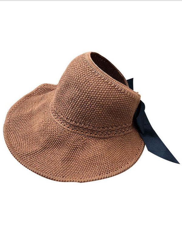 Solid Color Sunscreen Straw Woven Breathable Adjustable Hat