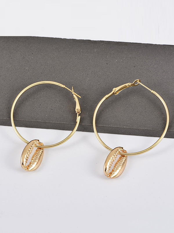 Fashion Trendy Shell Ear Hoop Earrings-Curvy-Faja