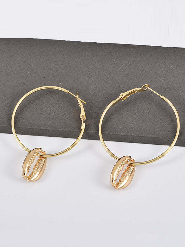 Fashion Trendy Shell Ear Hoop Earrings-Curvy-Faja