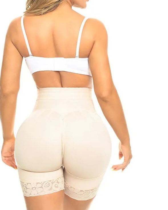 High Waist Push Up Shorts With 3 Rows Of Bootylicious Enhancement Snaps-Curvy-Faja