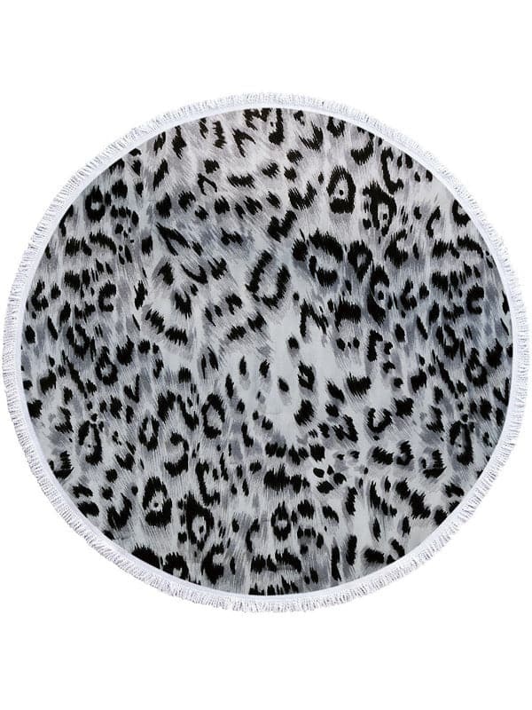 Stylish Animal Printed Round Shape Tasseled Soft Beach Mat-Curvy-Faja