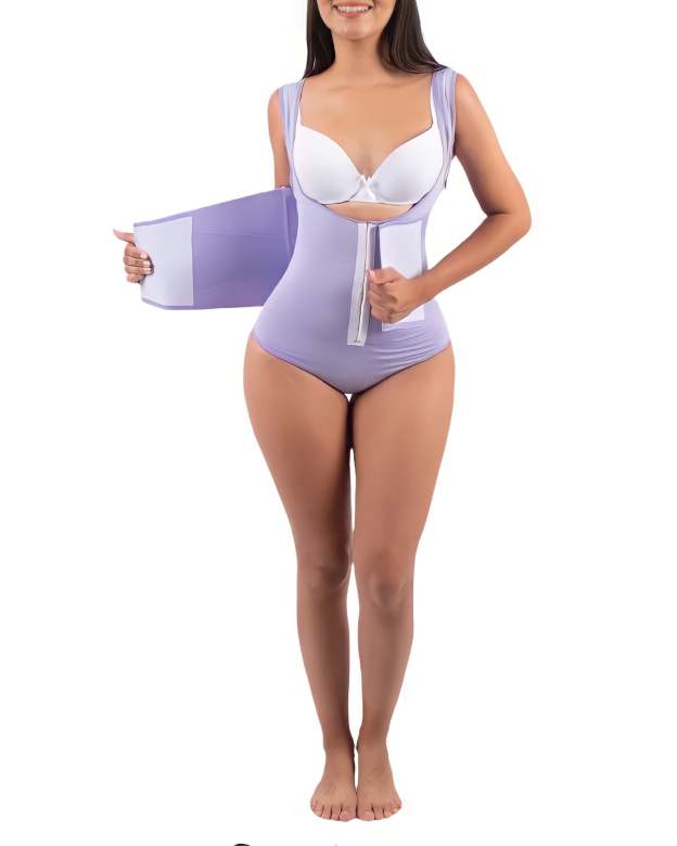 Tummy Control Shapewear Bodysuit with Belt-Curvy-Faja