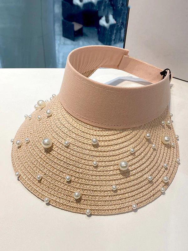 Vacation Beach Beaded Beach Empty Top Sun Hat-Curvy-Faja