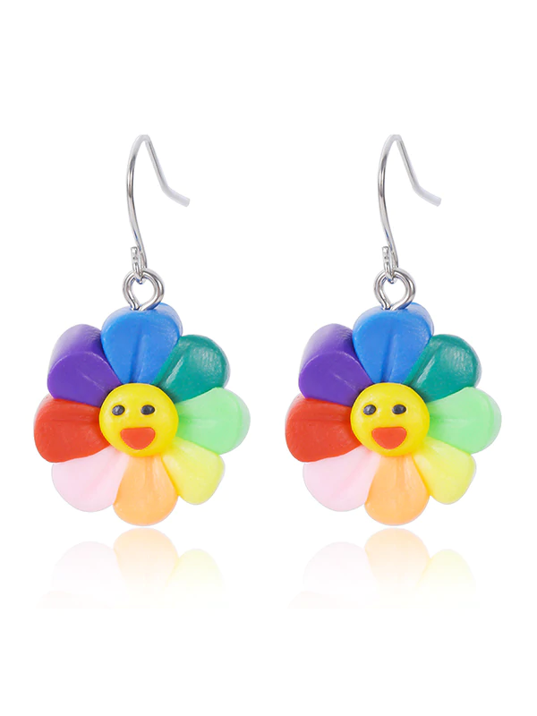 Fashion Colorful Smiley Acrylic Earrings-Curvy-Faja