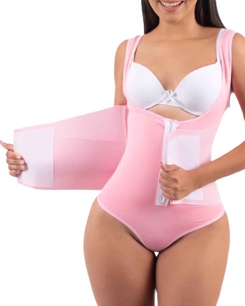 Tummy Control Shapewear Bodysuit with Belt-Curvy-Faja
