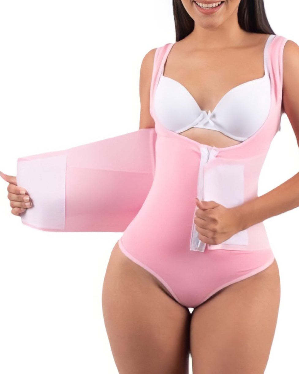 Tummy Control Shapewear Bodysuit with Belt-Curvy-Faja