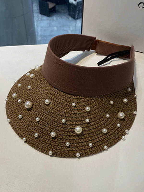 Vacation Beach Beaded Beach Empty Top Sun Hat-Curvy-Faja
