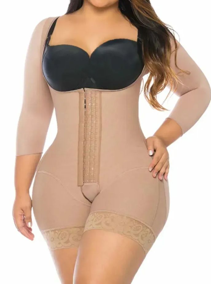 Women Full Body Waist Trainer Zipper Tummy Control Upper Arm Open Bust Slimmer Corset Shaper Girdle-Curvy-Faja