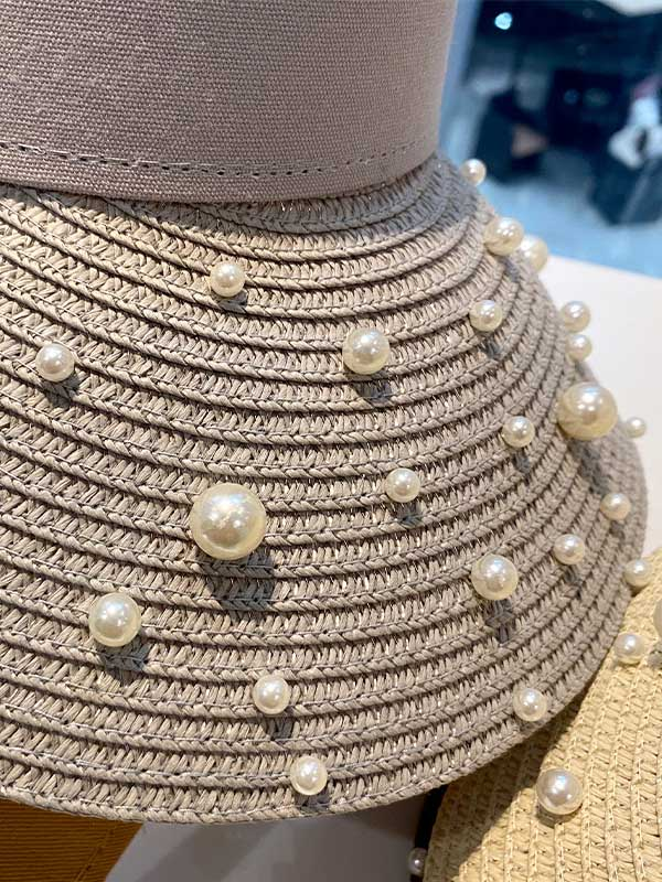 Vacation Beach Beaded Beach Empty Top Sun Hat-Curvy-Faja