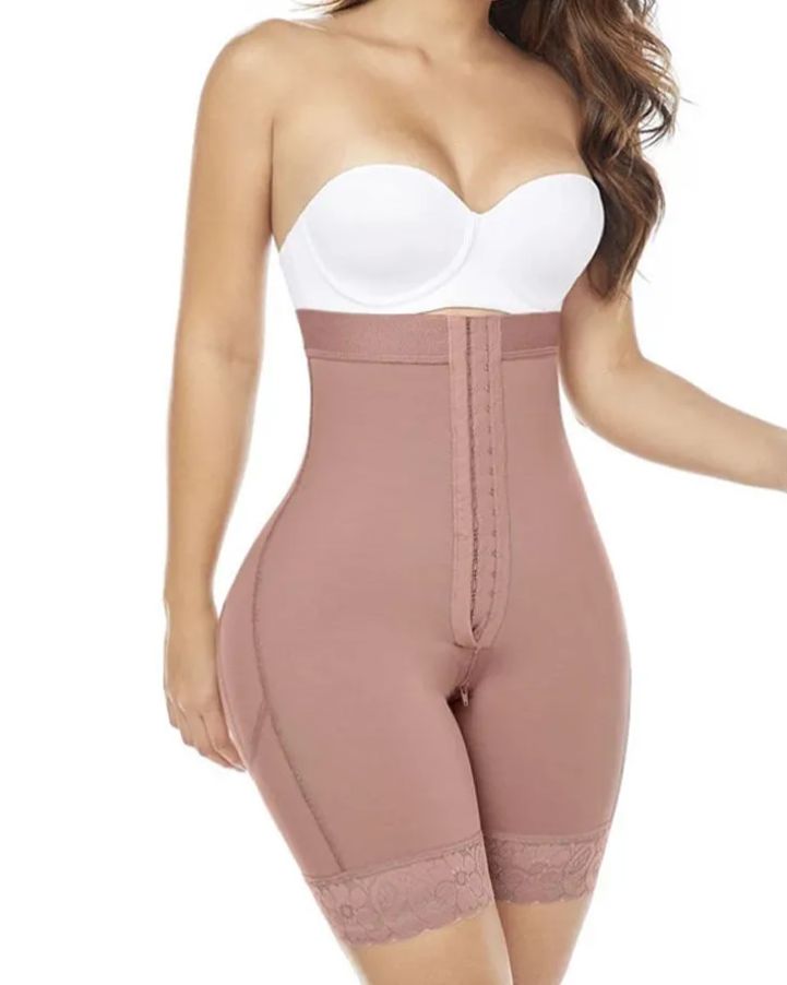 High Waist Tummy Control Adjustable Front Closure Shorts-Curvy-Faja
