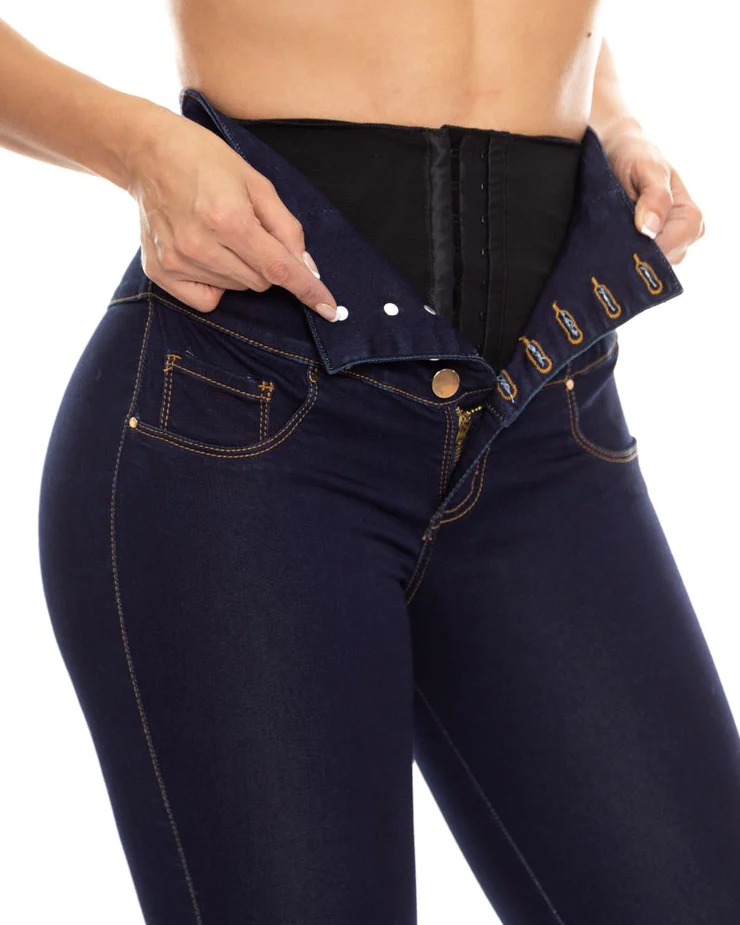 Butt Lift High Waist Jeans With Internal Girdle-curvy-faja