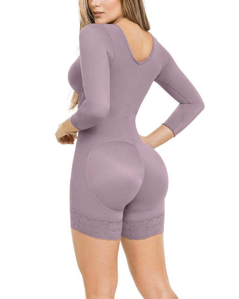 Long Sleeves Bodysuit Firm Control High-Back Shapewear For Women Breathable Bodysuit Compression Fajas-Curvy-Faja