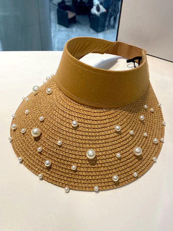 Vacation Beach Beaded Beach Empty Top Sun Hat-Curvy-Faja