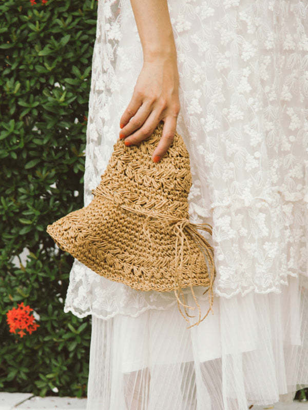 Sunscreen Solid Color Straw Woven Hollow Breathable Foldable Hat