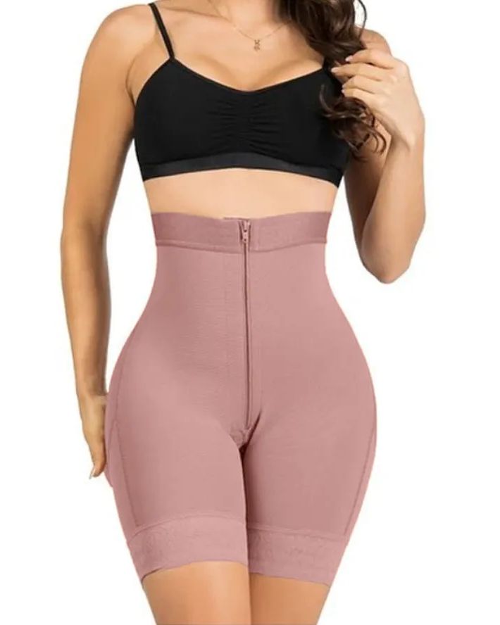 Womens High Waisted Butt Lifter Body Shaper Zipper Butt Pads Seamless Hip Enhancer Shorts-Curvy-Faja