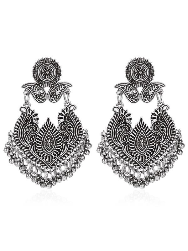 Retro Palace Style Exaggerated Carved Earrings-Curvy-Faja