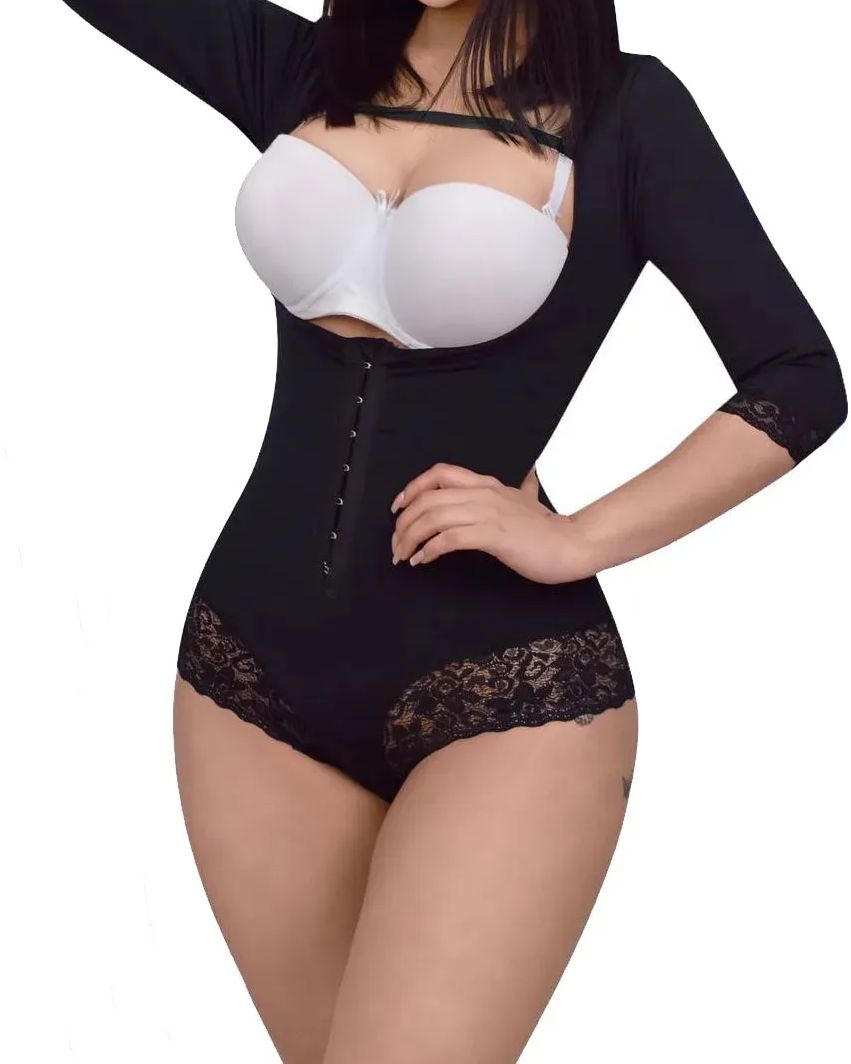 Women Full Body Waist Trainer Zipper Tummy Control Upper Arm Open Bust Slimmer Corset Shaper Girdle-curvy-faja