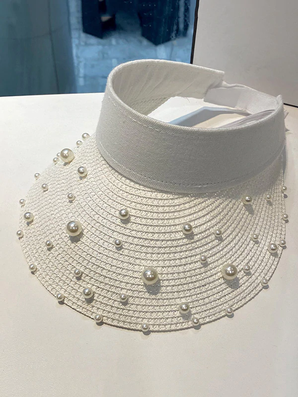 Vacation Beach Beaded Beach Empty Top Sun Hat-Curvy-Faja