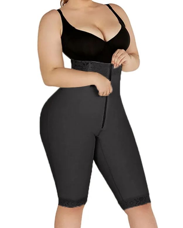 Double Compression High-Waisted Butt Lifting Shorts Knee Short And Lift Buttoks-Curvy-Faja