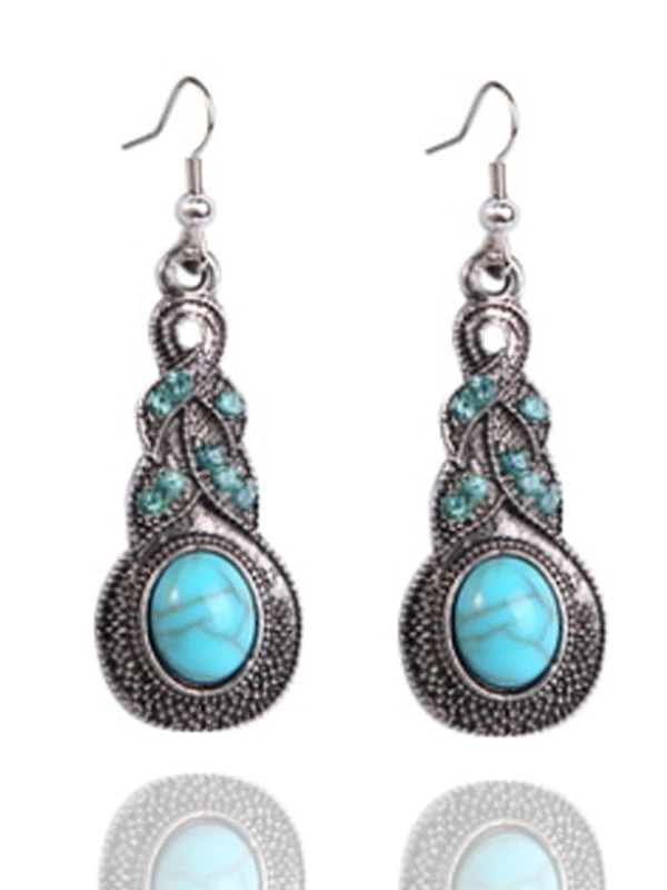Vintage Turquoise Earrings-Curvy-Faja