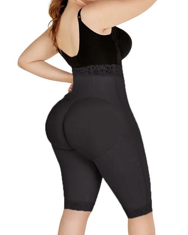 Double Compression High-Waisted Butt Lifting Shorts Knee Short And Lift Buttoks-Curvy-Faja