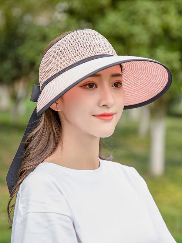 SOLID COLOR SUNSCREEN STRAW WOVEN BREATHABLE FOLDABLE CAP-Curvy-Faja