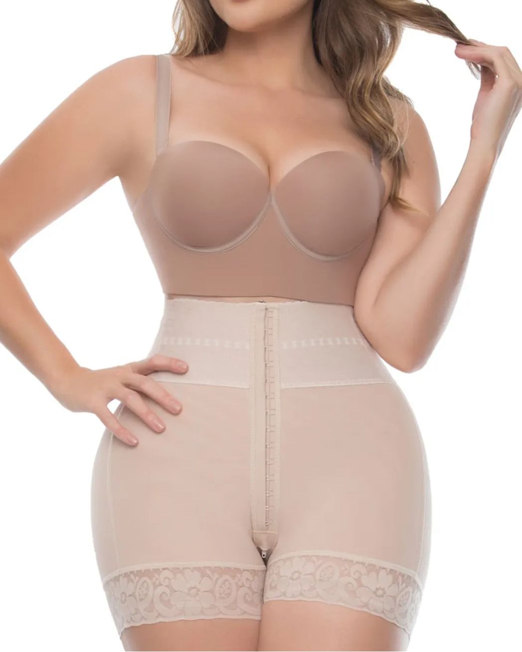 Butt Lifter Tummy Control High Waisted Mid Thigh Shaper Shorts-Curvy-Faja