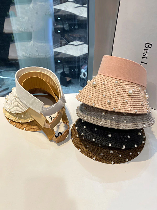 Vacation Beach Beaded Beach Empty Top Sun Hat-Curvy-Faja