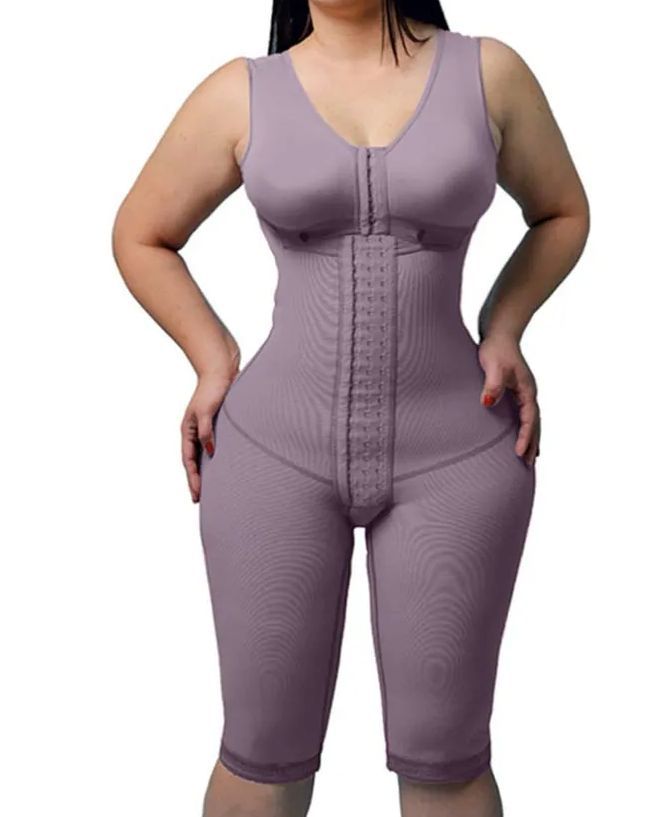 Women's Compression Shapewear Knee-length Girdle With Bra Slimming Bodysuit-Curvy-Faja