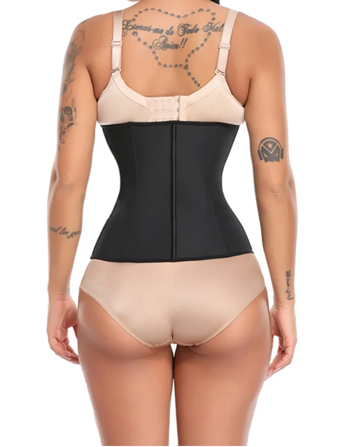 Latex Zipper Waist Trainer Corset for Weight Loss Hi-Waist Double Tummy Control Sport Workout Body Shaper -Curvy-Faja