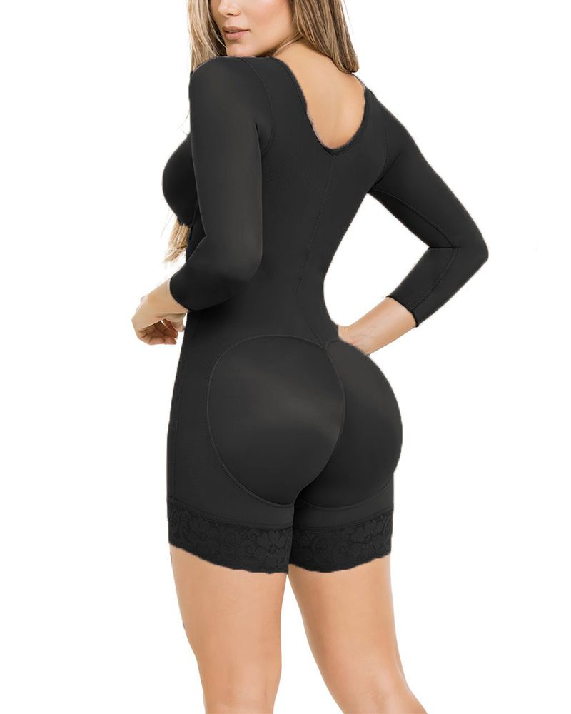 Long Sleeves Bodysuit Firm Control High-Back Shapewear For Women Breathable Bodysuit Compression Fajas-Curvy-Faja