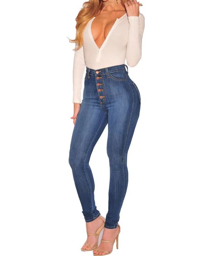High Waist Hip Lifting Slim Breasted New Stretch Skinny Jeans-curvy-faja