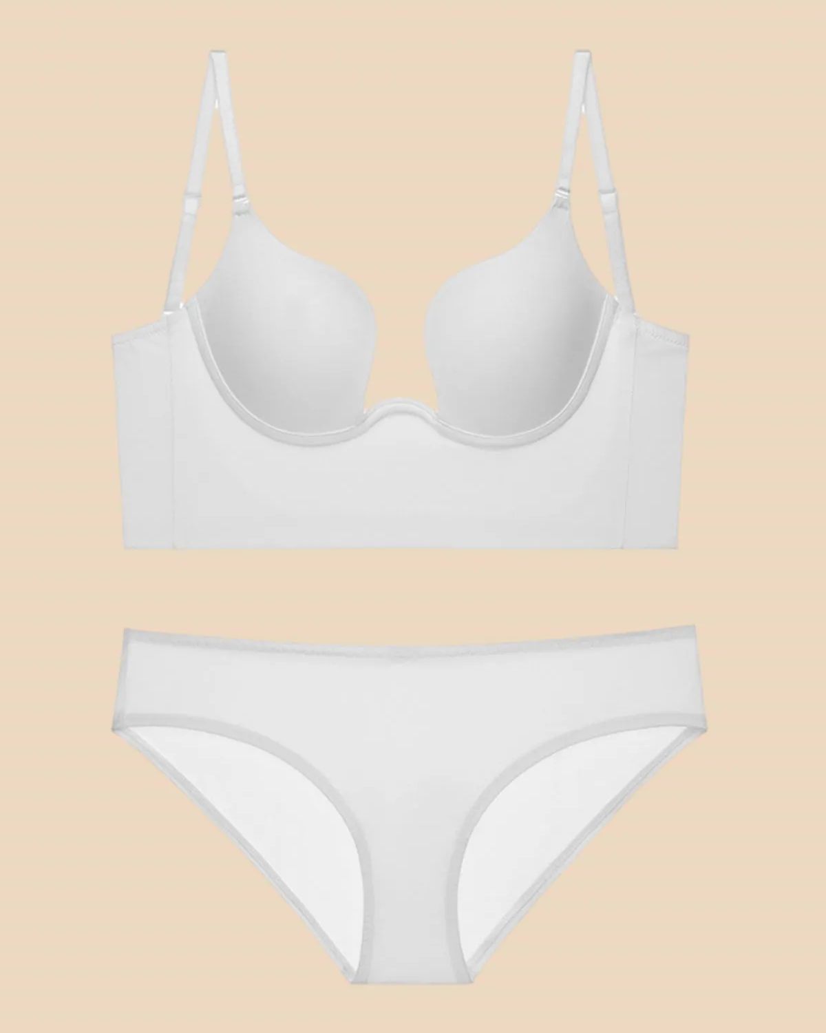 Push Up Low Back Plunge Bra Cleavage-Boosting Light Padding Bra Underwear-Curvy-Faja