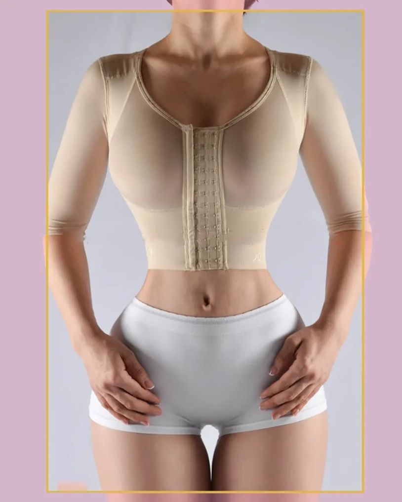 Strapless Top With Middle Sleeve Breasted Hood-Curvy-Faja