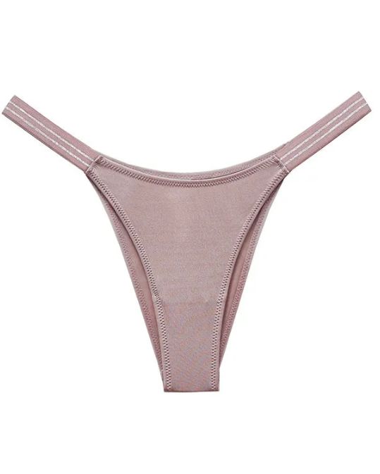 Female Glossy Dazzing Stripe T-back Underwears-Curvy-Faja