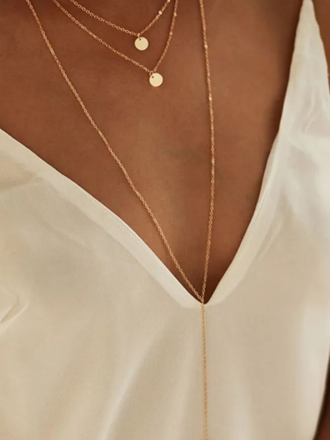 Round Pendant Layered Necklace Set-Curvy-Faja