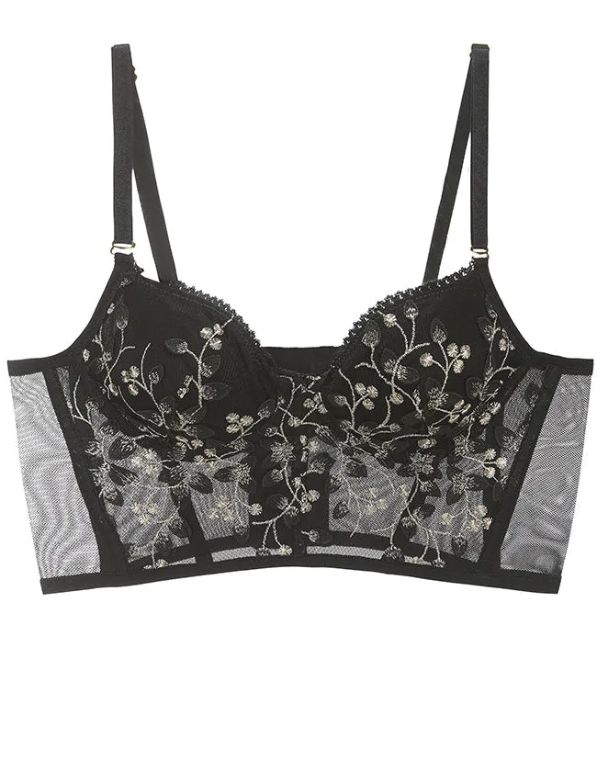 Embroidered Lace and Steel Bone Overlay French Lingerie Bra