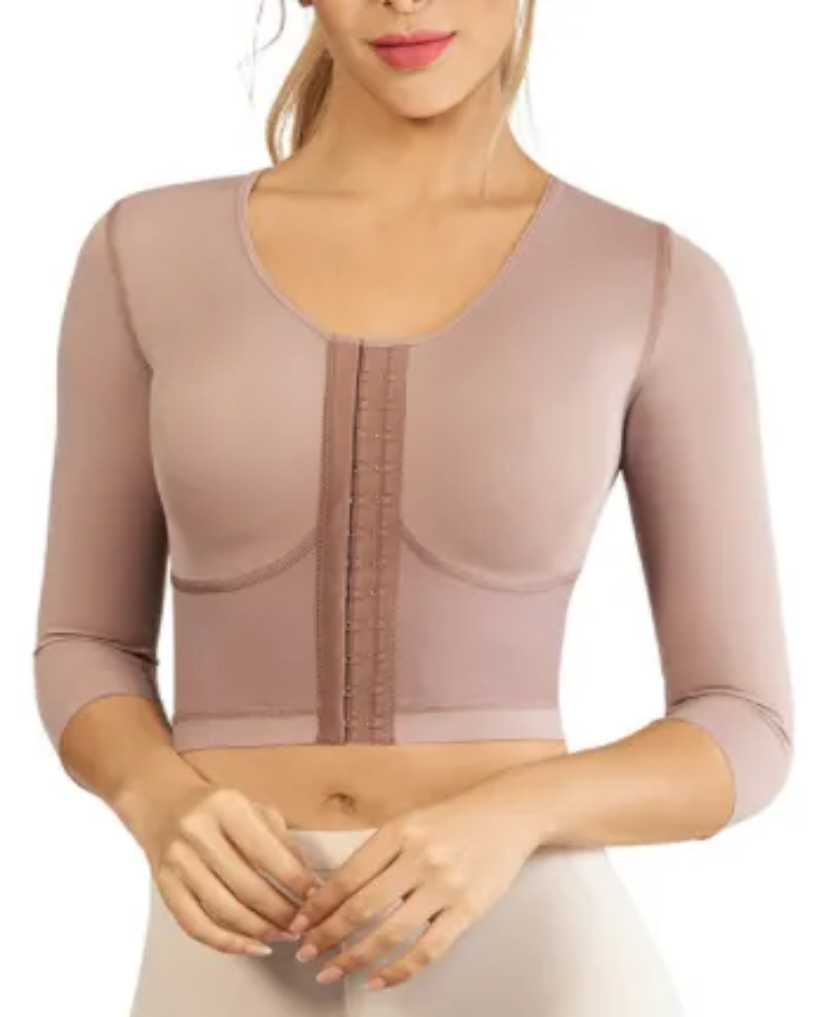 Strapless Top With Middle Sleeve Breasted Hood-Curvy-Faja