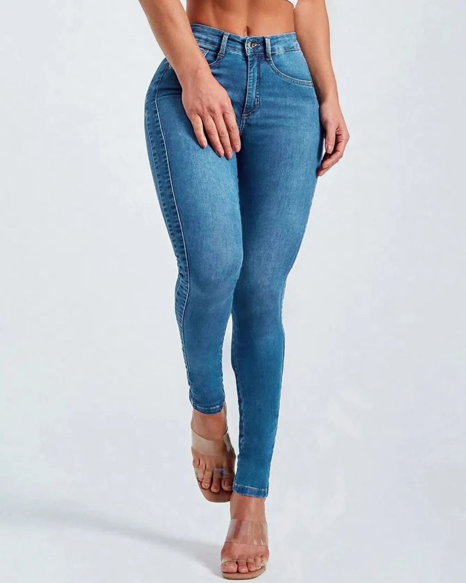 Slim Fit Pencil Pants Stretch High-rise Jeans-Curvy-Faja