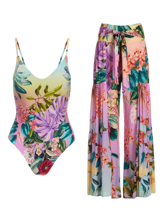 Trendy Print Backless One Piece Swimsuit