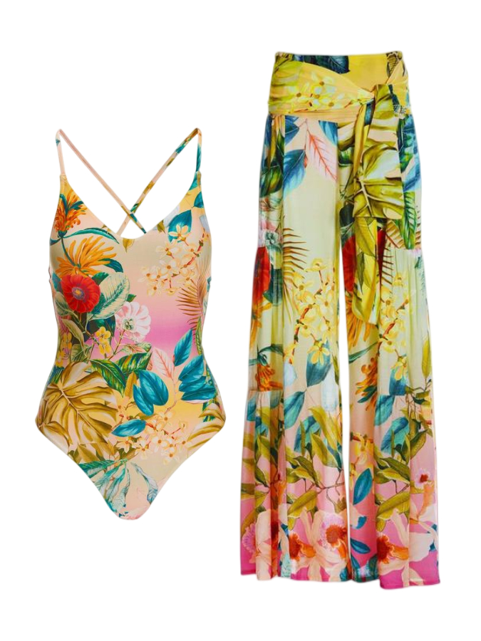 Trendy Print Backless One Piece Swimsuit