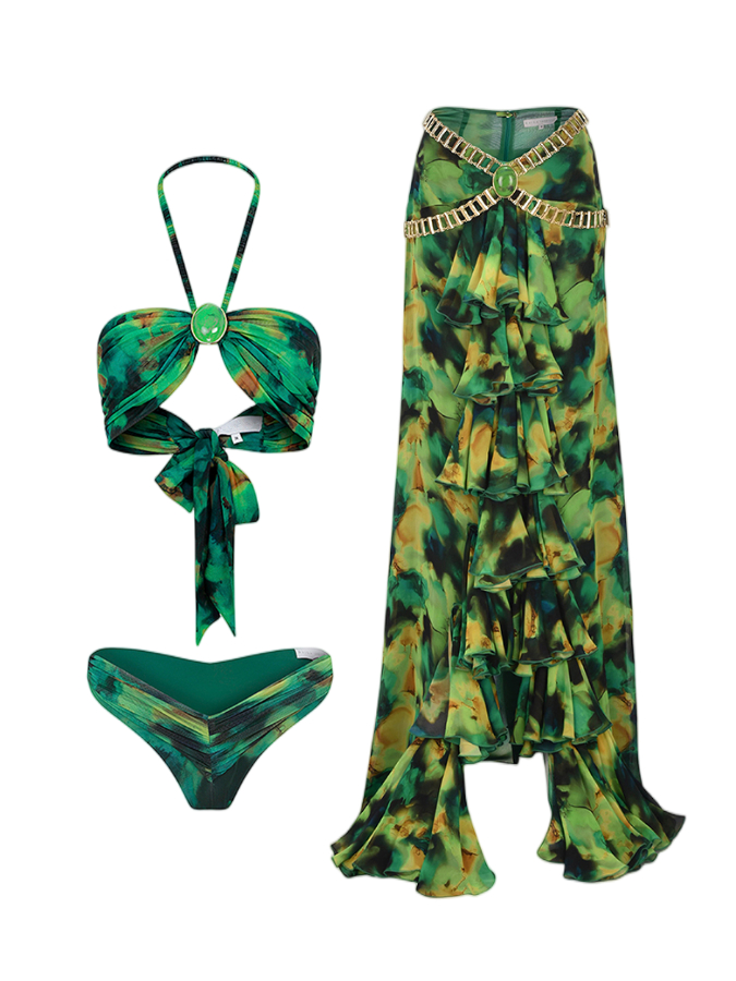 Green Halter Bikini and Cover Up